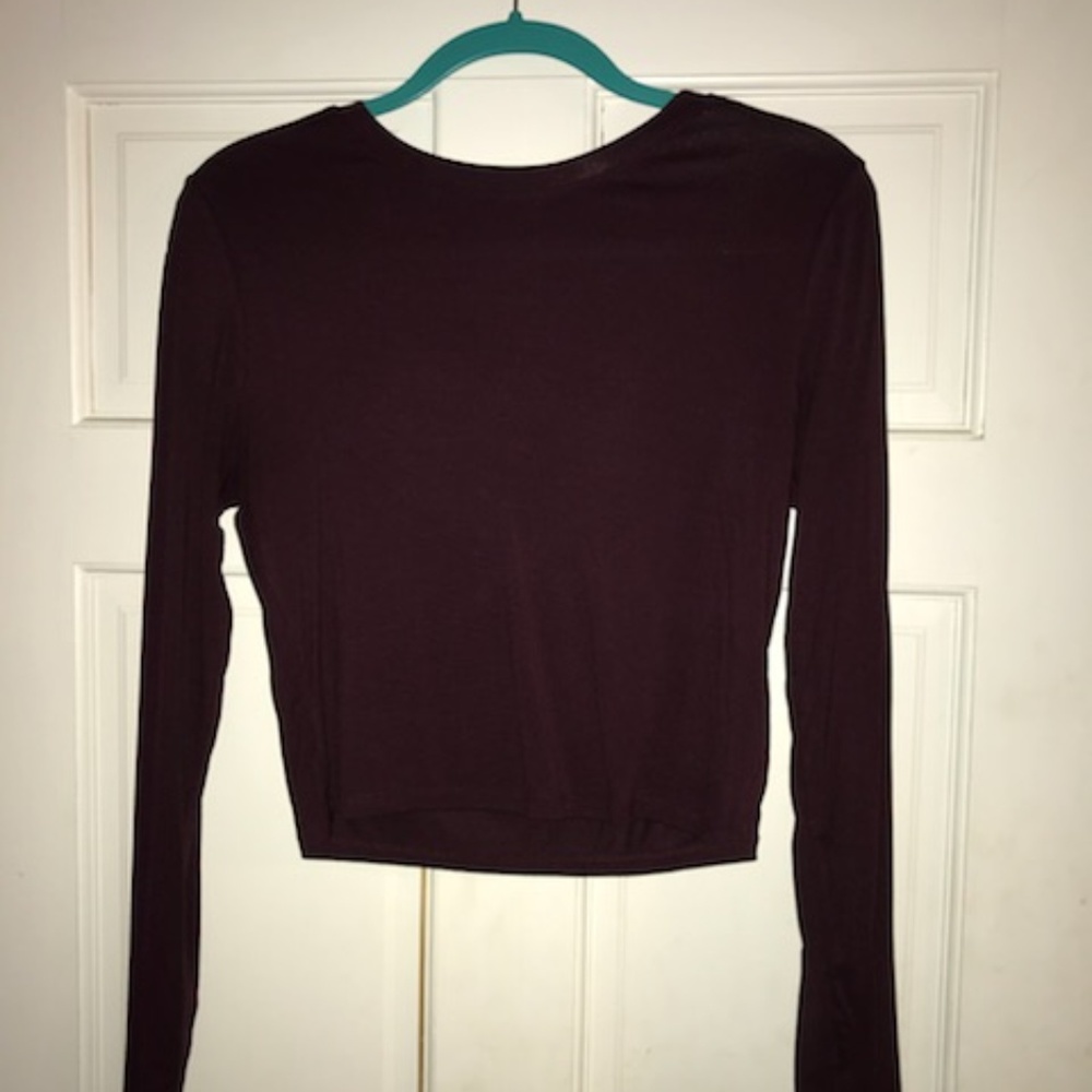 Forever 21 Maroon Crop Top Long Sleeve Size L